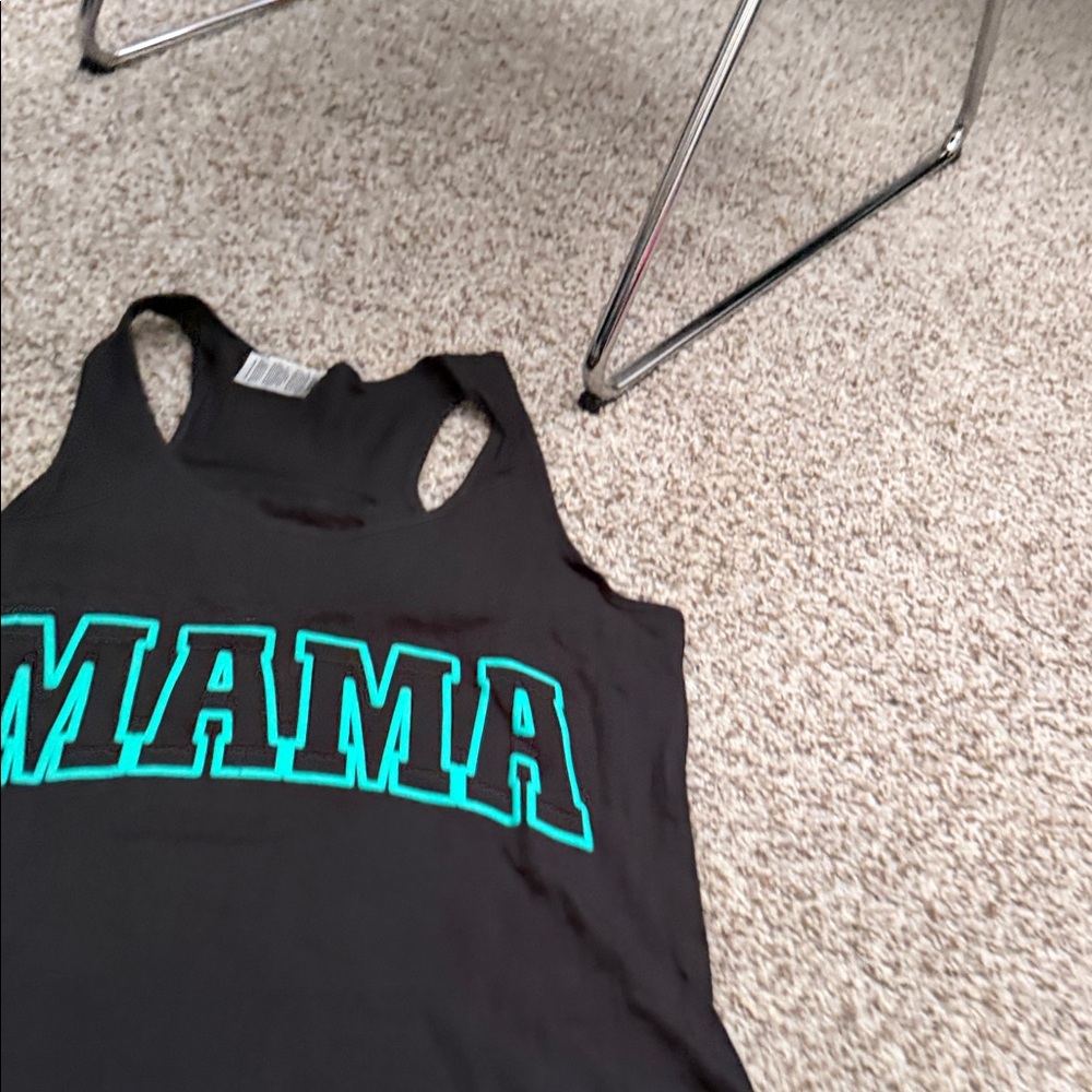 Black Racerback Tank with Teal MAMA Print